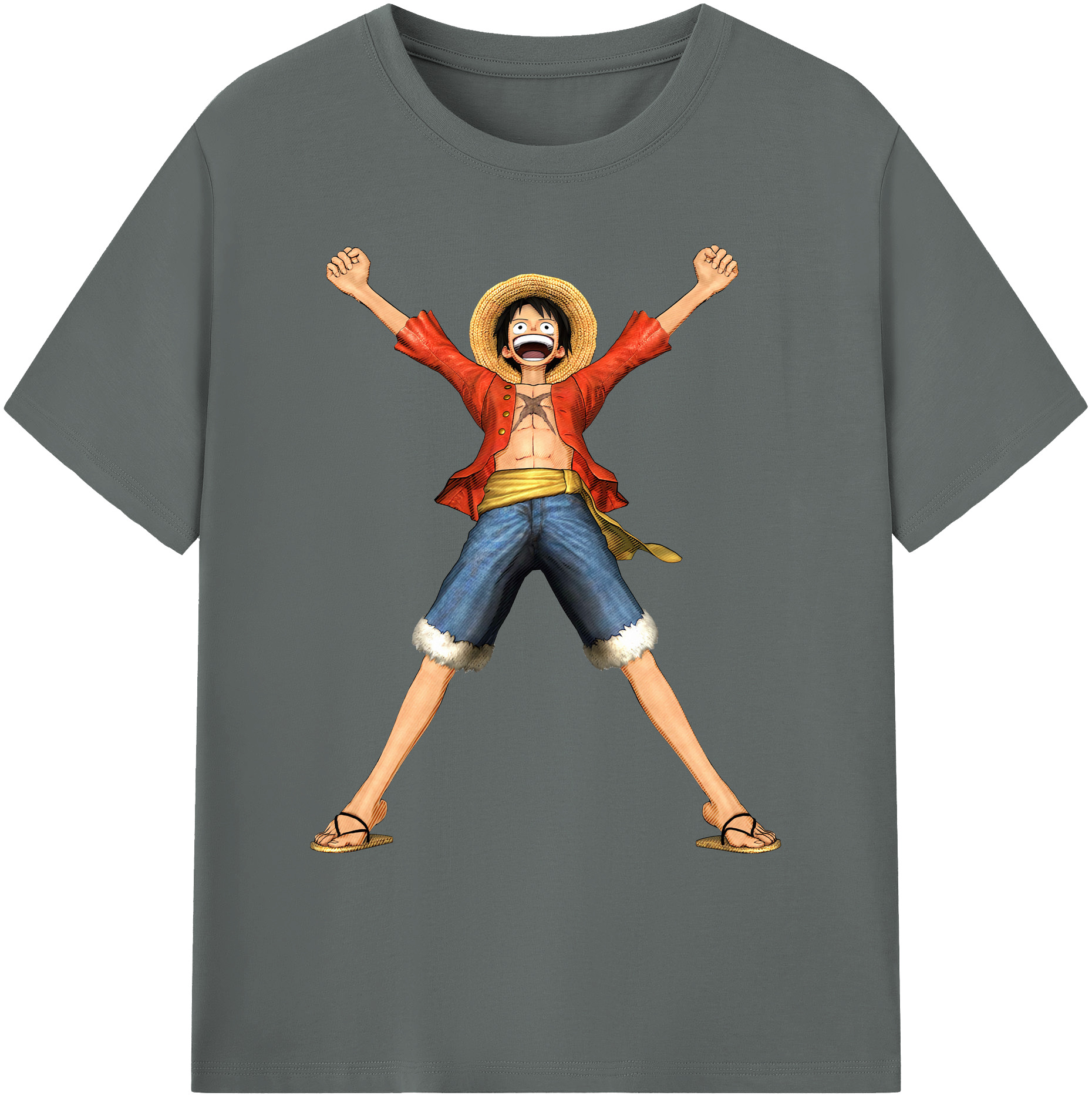 ワンピース モンキー・D・ルフィ ONE PIECE Monkey D. Luffy 綿100％ メンズ半袖Tシャツ｜肌触りやわらか＆通気性